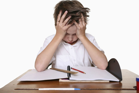 A frustrated, upset child, or child with learning difficulties.